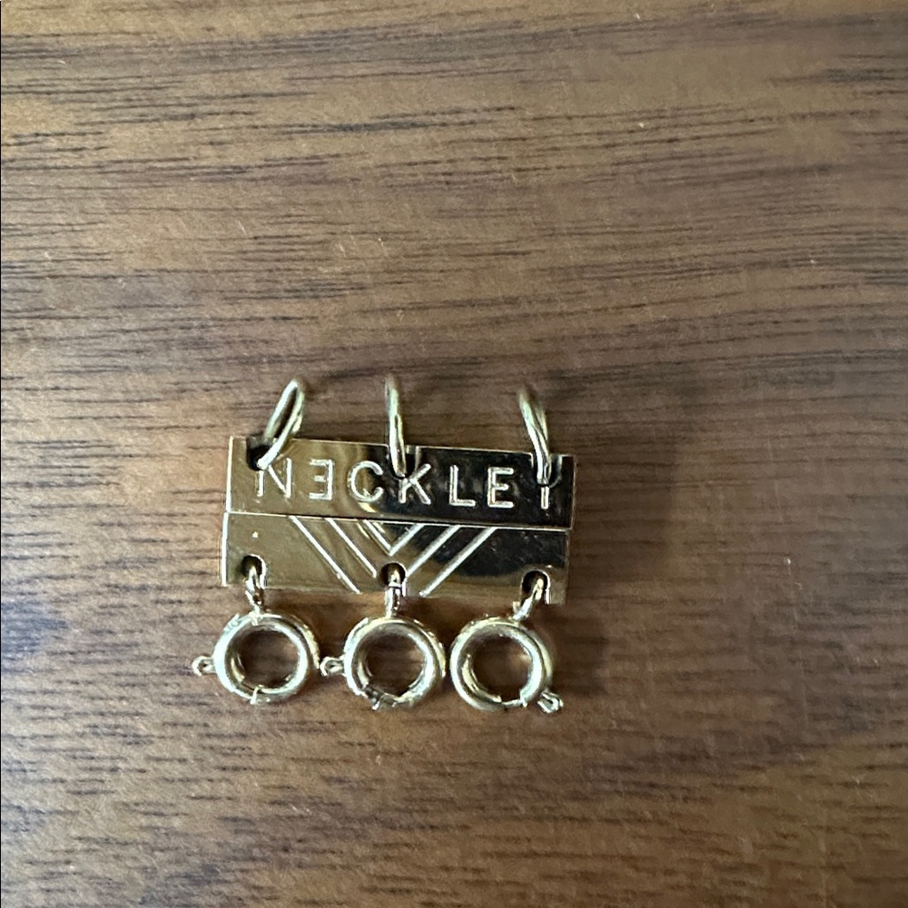 Gold Necklace Stacker Clasp with Three Rings